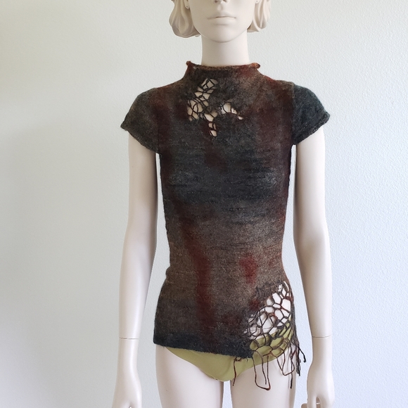 Hybris Sweaters - Hybris Made in Italy Short Cup Sleeves sweater top Small Designer Wool blend